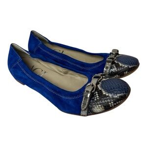 AGL Attilio Giusti Leombruni Snakeskin Cap Toe Blue suede flat shoes US 10 EU 40